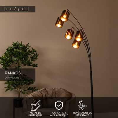 Lucide RANKOS - Lampadaire - 5xE14 - Noir